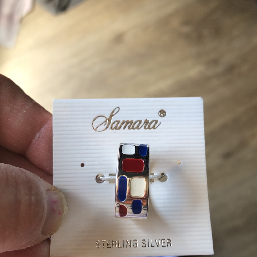 SAMARA STERLING SILVER RED WHITE & BLUE RING